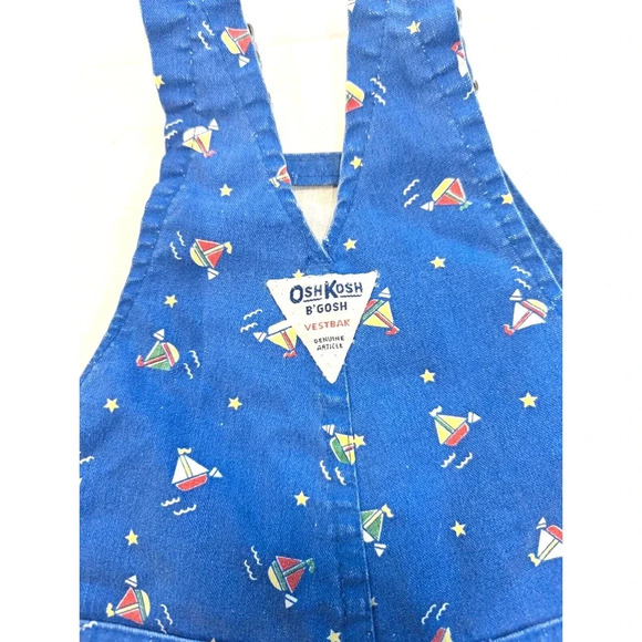 Osh Kosh B'gosh Vintage 18 Months Sailboat Shortalls Made in USA Vestbac - Picture 4 of 8